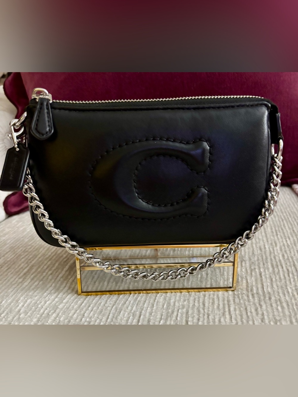 Coach Nolita 19 Black Leather Signature C Wristlet Shoulder Bag